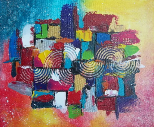 Tableau original signé 2Luss’Art : “CLAIRVALLON”. Peinture abstraite de format 61x50