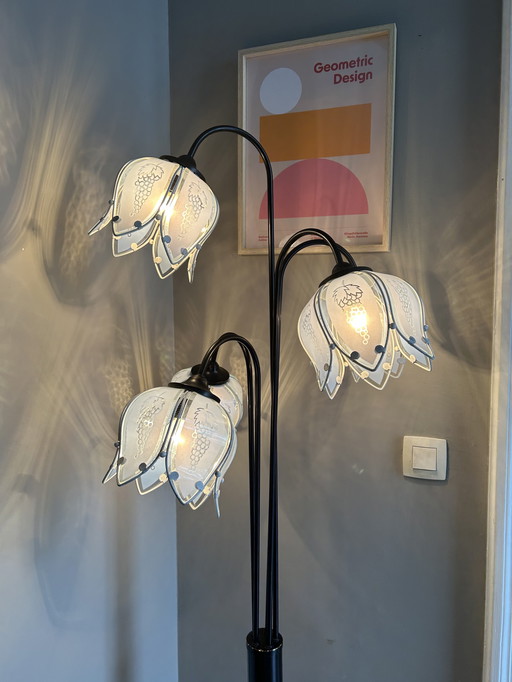 Vintage Hollywood Regency Tulip Lotus Stehlampe - '70s