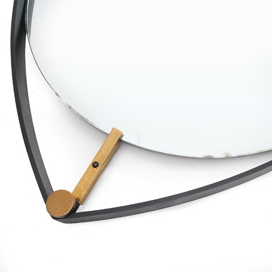 Image 1 of Spiegel met metalen en messing frame, jaren 50
