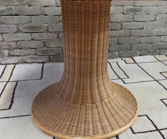 Image 1 of Mesa de comedor de madera y ratán, 1970