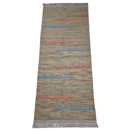 Bruine halloper – Handgesponnen wol – Handgeweven – 230 x 92 cm – Vloerkleden en tapijten, Wool (photo 4 of 5)