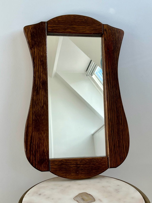 Vintage Eichenholz Spiegel Art Deco Stil