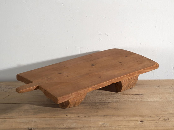 Antique solid wood side table (c.1920) #17, Brown, Rustic (photo 12 of 19)