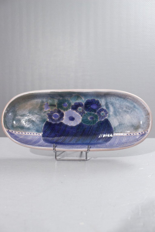 Robert & Jean Cloutier - Plato con decoración floral, Francia, mediados del siglo XX.