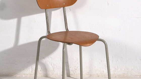 Sedia da scuola stile Mid-Century (c.1950) – Sedie da pranzo, Wood, Metal, Retro (photo 3 of 16)