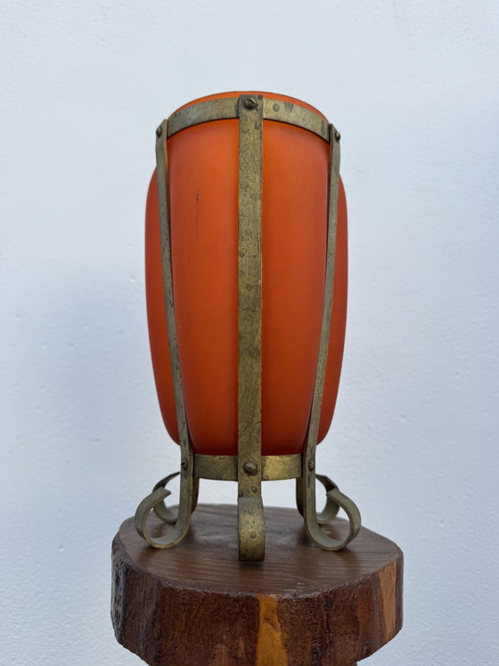 Vaso in pasta di vetro satinato con montatura in ottone anni '60 – Vasi, Glass, Brass (photo 12 of 15)