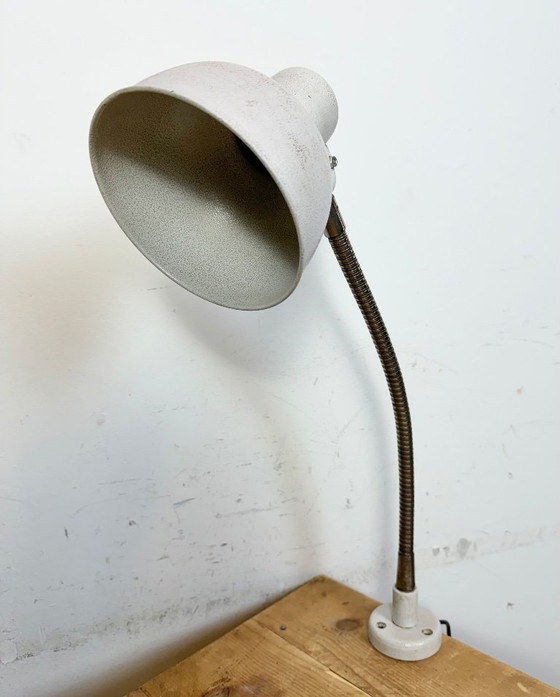 Image 1 of Grey Industrial Workshop Gooseneck Table Lamp, 1960s