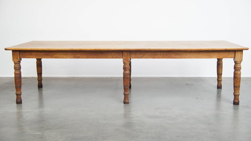 Grande table à manger/rassemblement en chêne de la fin du 19e siècle