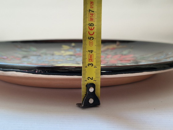 Image 1 of Ceramic wall plate.Enamelled-butterfly orientale technique