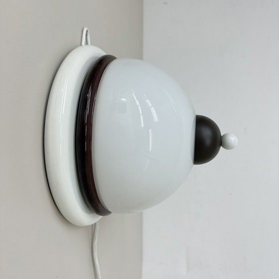 Image 1 of Vintage brown and white wall lamp sconce , 1970s