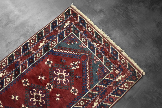 Image 1 of Vintage Red Hand-Woven Oriental Afghan Rug, 1970s