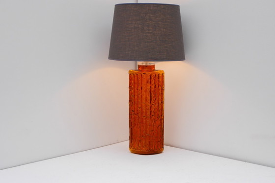 Grand Orange Glass Table Lamp by Gustav Leek for Orrefors, Sweden (photo 3 of 19)