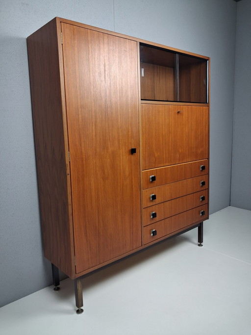 Armario de pared/secreter vintage de Combineurop, años 60-70. – Merk onbekend, wandkast, Wood, Glass
