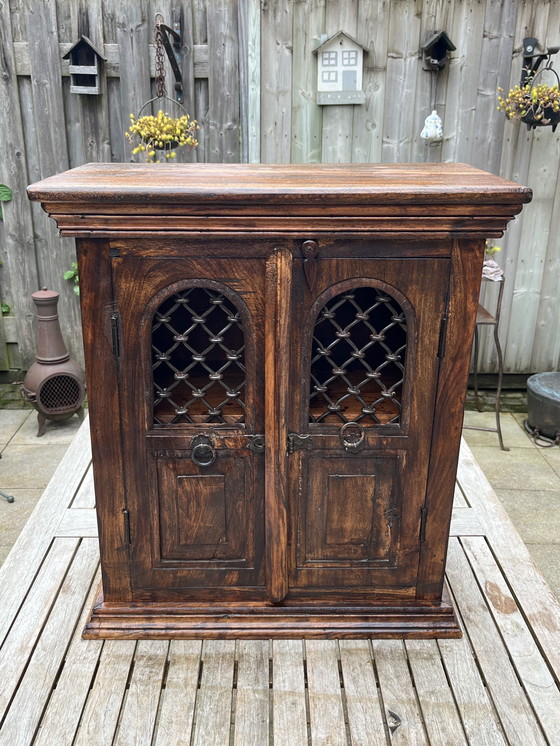 Image 1 of Rare cabinet français | Teck et fer forgé | 1950s