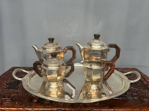 Juego de té y café Art Déco. Metal plateado y caoba. – keukenaccessoires, Art Deco (photo 2 of 7)