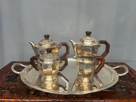 Juego de té y café Art Déco. Metal plateado y caoba. – Accesorios de cocina, Art Deco (photo 2 of 7)