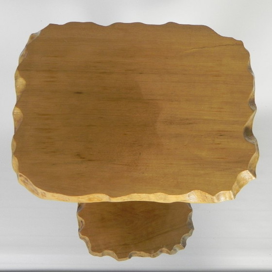 Image 1 of Plantentafel met 2 plateaus, vintage houtsnijwerk, VS jaren 50
