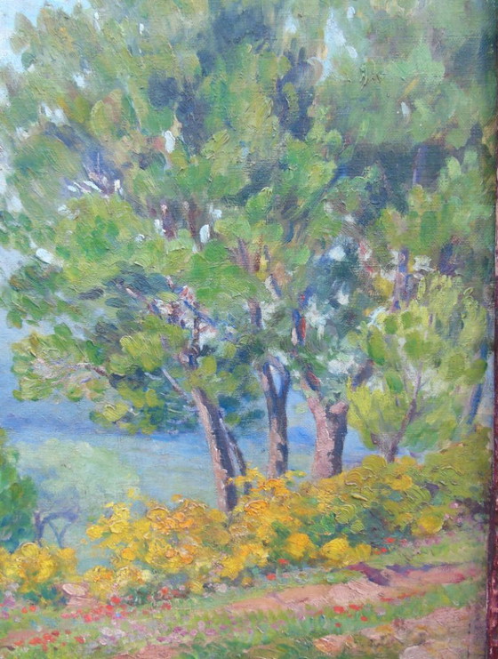 Image 1 of Antique French Impressionist Landscape Oil Painting | Original Framed Canvas | Late 19th Century