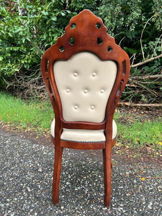 4 Barock Esszimmerstühle Leder Mahagoni, Holz, Braun (Foto 7 von 7)