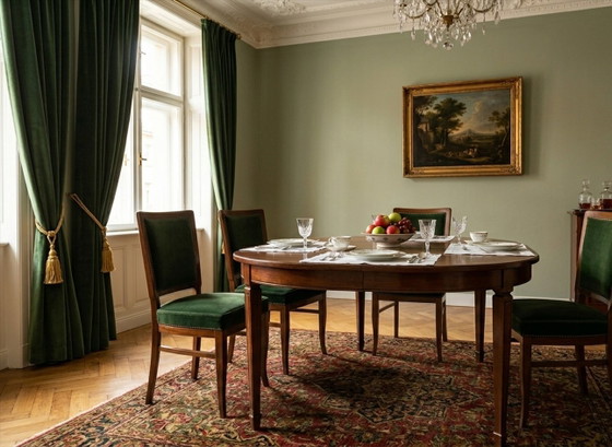 Biedermeier Dining Chairs in Deep Green Velvet, 1940s, Set of 4, Wood, Brown (photo 3 of 4)
