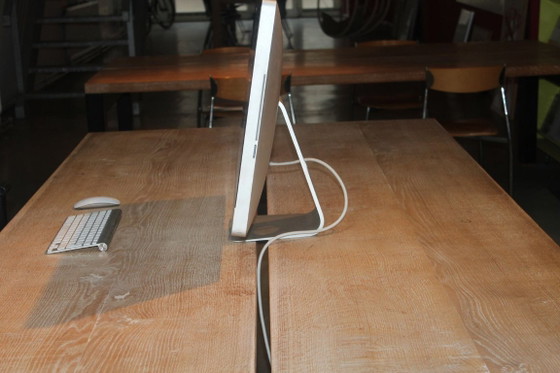 Custom-made design table, solid oak top and steel legs – criterium, Dining tables, Metal, Wood (photo 6 of 6)