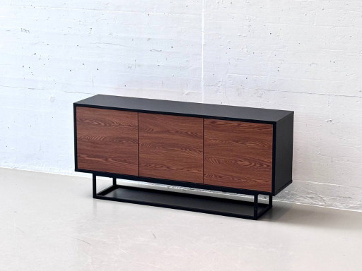 Modern black En Casa Boxholm sideboard in walnut look