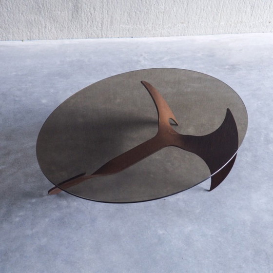 Propeller Oval Coffee Table by Knut Hesterberg for Ronald Schmitt – Metal, Glass (photo 7 of 14)