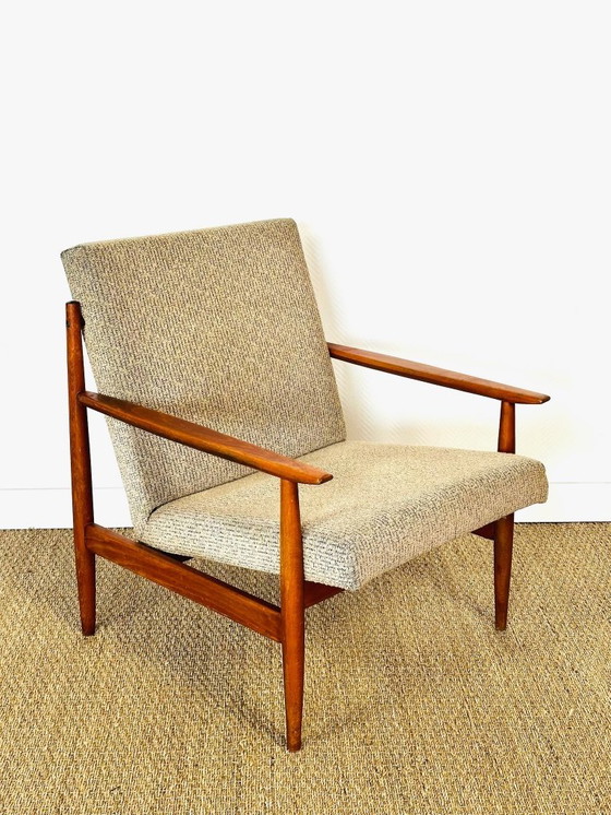 Image 1 of Poltrona scandinava vintage in teak e tessuto testurizzato, 1960