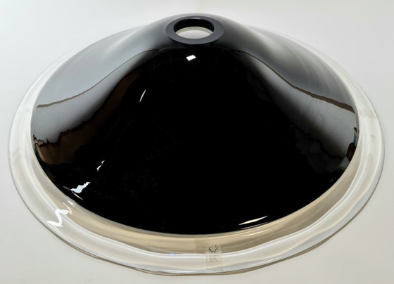 Image 1 of Mouth-blown black clear crystal lampshade in large format. Marked with sticker, made in Italy. Probably Murano, fourd