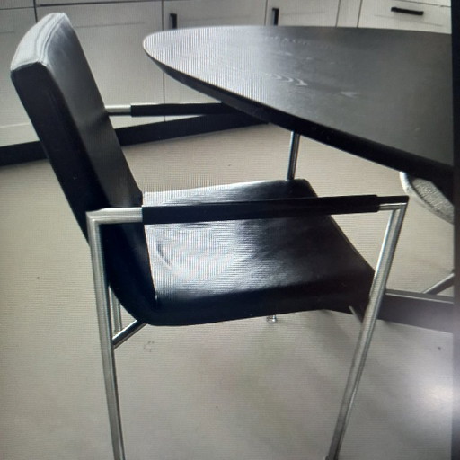 4 Design Gelderland 6650 black leather dining chairs