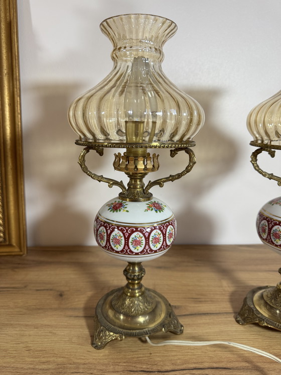 Image 1 of Pair of vintage porcelain lamps