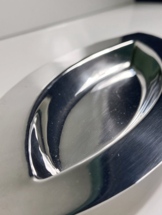 Image 1 of Plat de service argenté en forme d'amande, style années 80, coupe à fruits, plateau, bonbonnière vintage