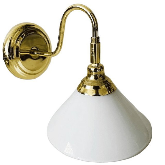 Image 1 of Lampada da parete vintage Ikea in vetro satinato dorato, anni '80