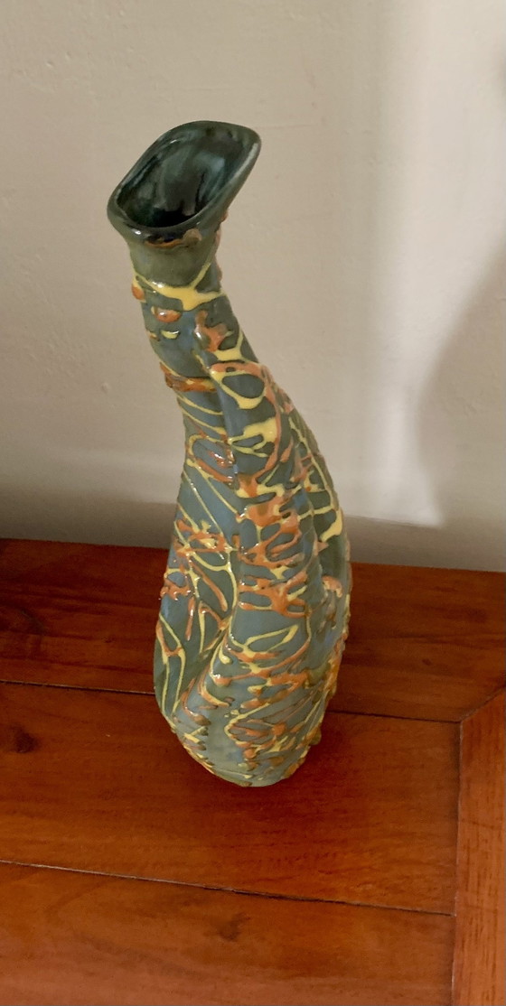 Sculptural Italian Ceramic Pitcher Vase — For Antoniazzi, C. 1950 (Impeccable Condition) (photo 4 of 15)
