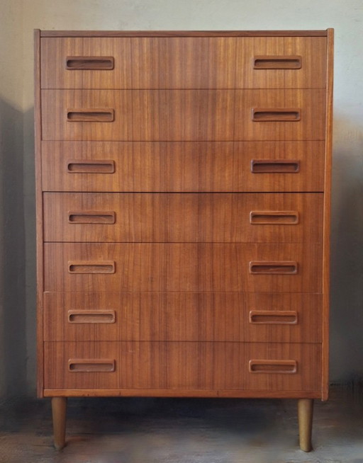 eak Chest of 7 Drawers by Borge Dam, Denmark 1960s