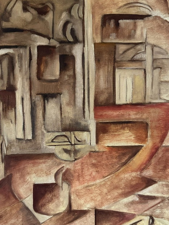 Image 1 of Abstracción cubista de Erik Tibau, Bélgica, años 70