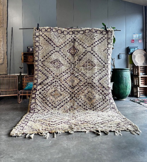 Vintage Moroccan Boujad Rug 200 x 320 cm – Handwoven Berber Wool Carpet – Excellent Condition
