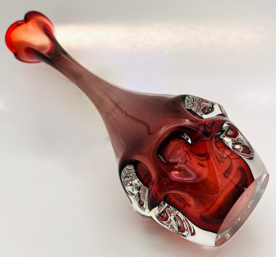 Image 1 of Retro sueco- Börne augustsson- Jarrón con huella digital - alto- rojo