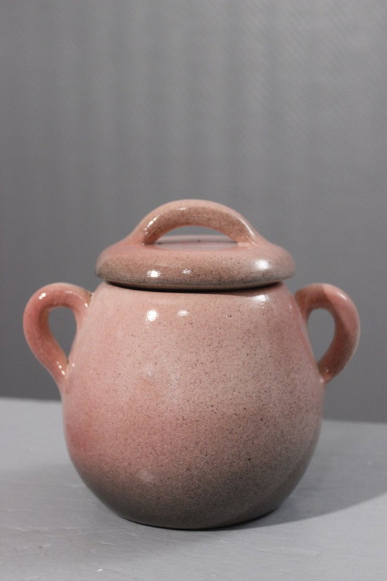 Image 1 of Servizio da caffè in ceramica da 9 pezzi, smalto rosa maculato Max Idlas, Francia, XX secolo