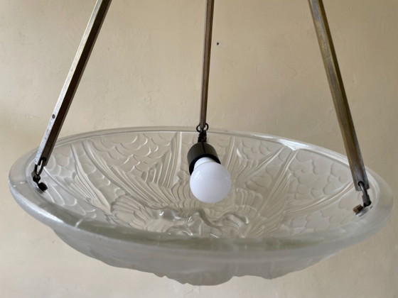 Noverdy Lampada a sospensione a ciotola francese Art Déco 1930 – Lampade a sospensione, Ottone (photo 5 of 12)