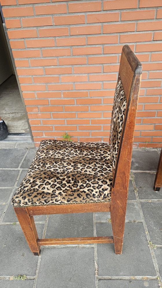 4x antique wooden chairs re-upholstered, Dining chairs, Textile, Beige (photo 10 of 10)
