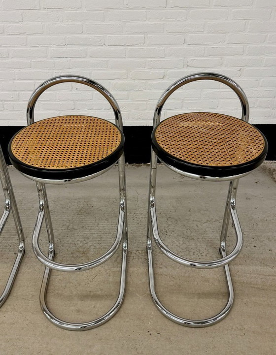 4 Vintage Italy Chrome Barstools – Barkrukken, Metal (photo 21 of 21)
