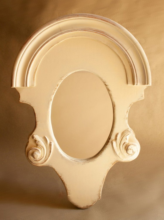 Image 1 of Handmade wall or table mirror. Medallion-style porthole window mirror (oval).