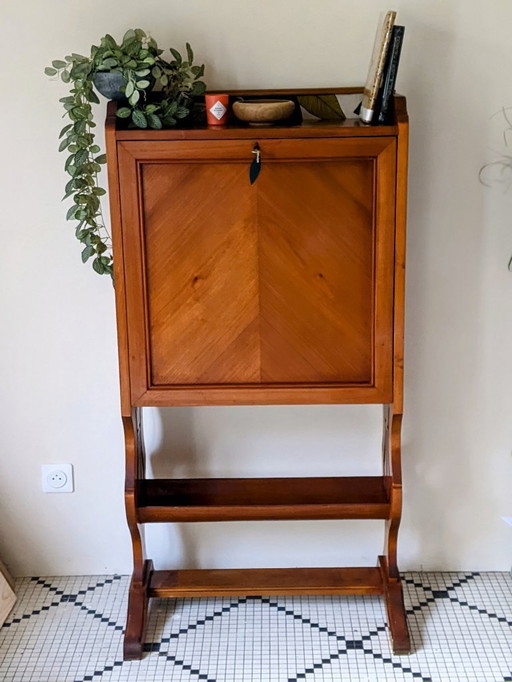 Sekretär aus Massivholz mit Klappfront, 138 × 70,3 × 29 cm