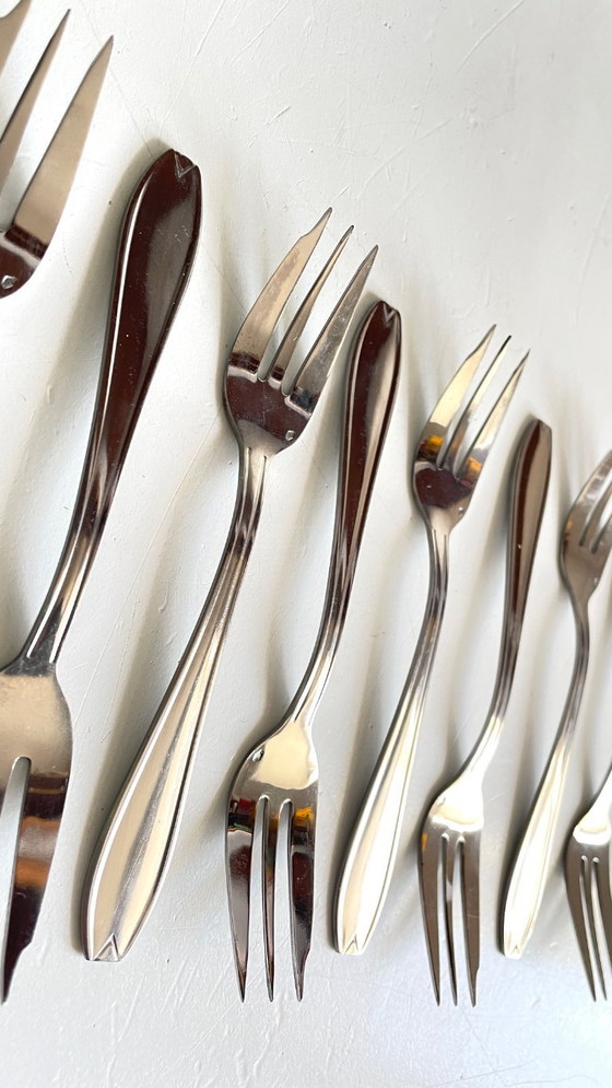 Image 1 of 12 Fourchettes à DESSERT Inox Vintage