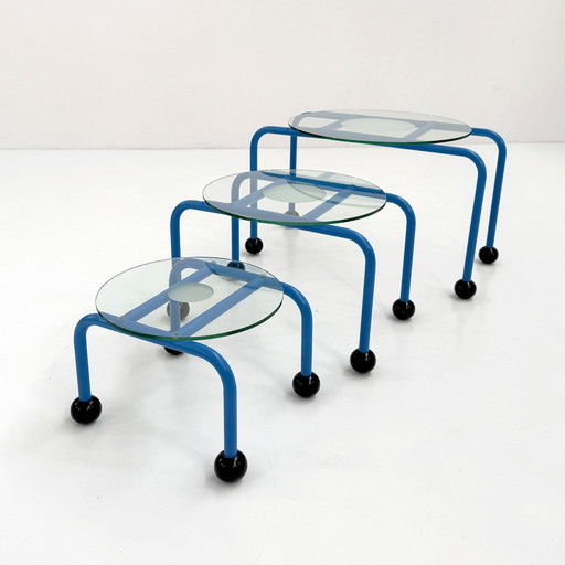 Ensemble de tables gigognes postmodernes par Nanda Vigo, années 1980