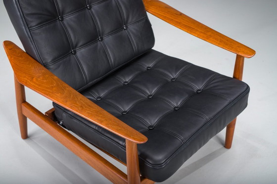 Image 1 of  Mid Century Modern FD 164 fauteuil in teak en zwart leer van Arne Vodder voor Cado, Denemarken, 1960