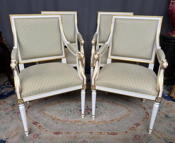 Fauteuils classiques Louis XVI. Bois massif., Marron (photo 2 sur 7)