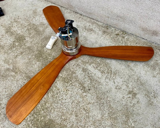 Image 1 of Faro Lantau brown/chrome ceiling fan with remote control