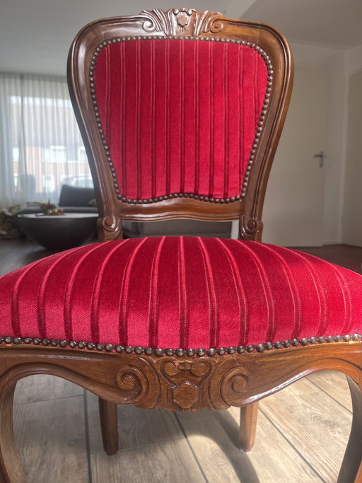 3 sedie in stile Luigi XV – in legno massello – in velluto – molto eleganti